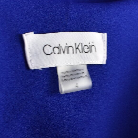 Calvin Klein V-Neck Faux Wrap Wide Leg Jumpsuit Royal Blue - 4 - Picture 9 of 9